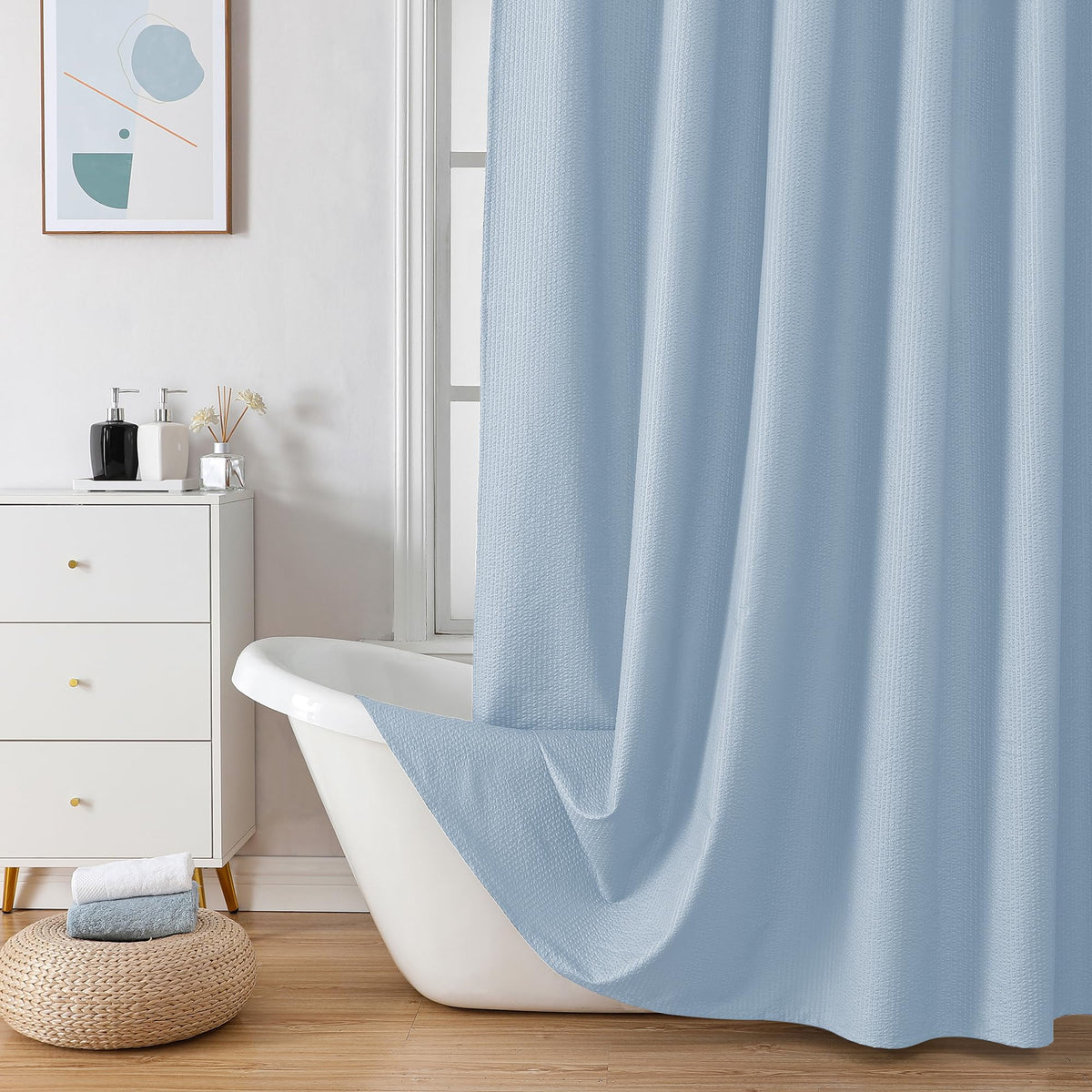 OVZME Berry Cute Shower Curtain, Embossed Textured Fabric Shower Curtain for Bathroom - Soft Cloth & Hotel Spa Luxury, Water Repellent, Machine Washable Shower Curtain, 72X72, Lemon Yellow