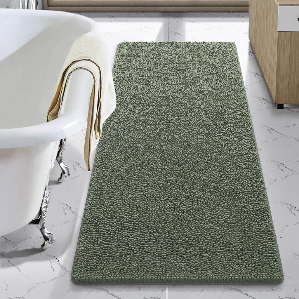 LOCHAS Luxury Bathroom Rug Shaggy Bath Mat 24 x 60 Inch, Gray