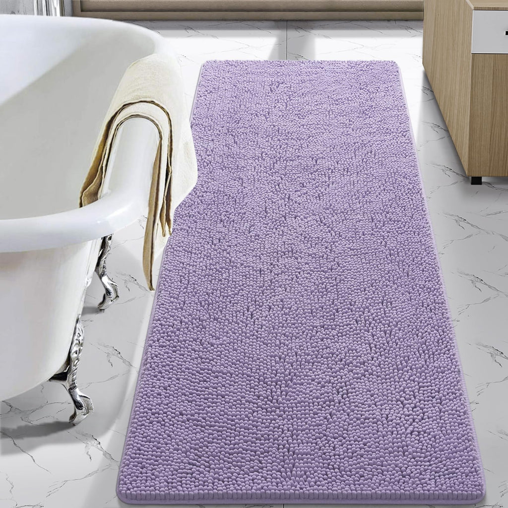 LOCHAS Luxury Bathroom Rug Shaggy Bath Mat 24 x 60 Inch, Gray