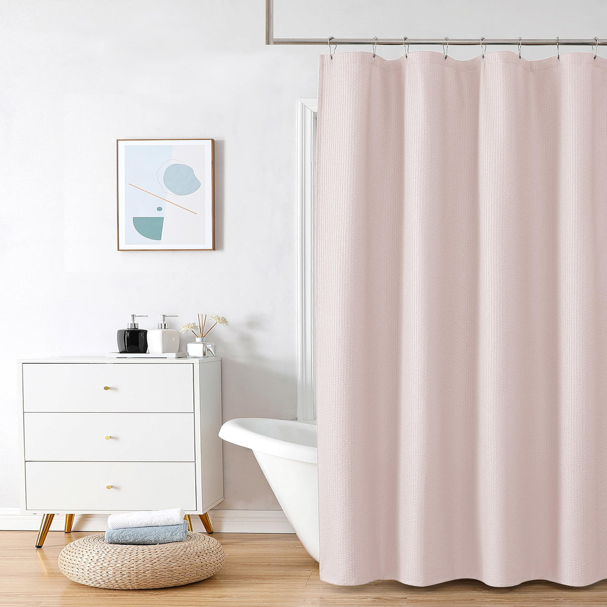 OVZME Berry Cute Shower Curtain, Embossed Textured Fabric Shower Curtain for Bathroom - Soft Cloth & Hotel Spa Luxury, Water Repellent, Machine Washable Shower Curtain, 72X72, Lemon Yellow