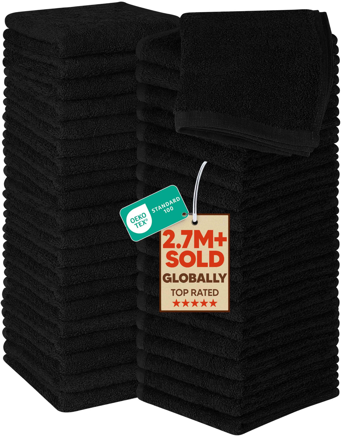 Utopia Towels 24 Pack Washcloths, 12x12 in, 100% Cotton, White