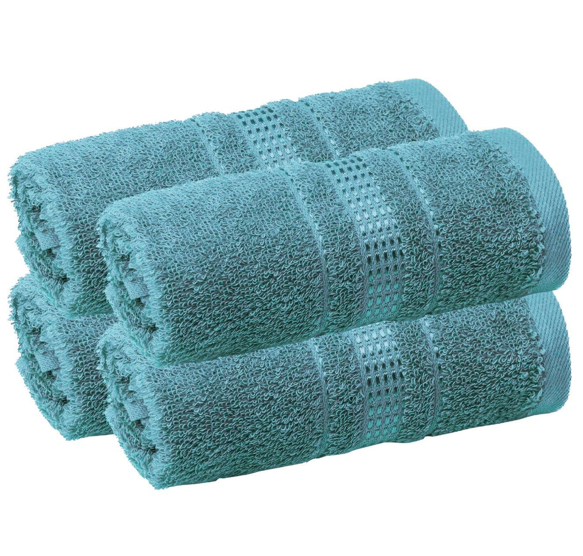 Melissa Linen Fingertip Towels 4 Pack, Aqua Green (Light Teal/Seafoam), 100% Turkish Cotton, Small Hand Towels for Face and Guest Bathroom, 12 x 18 in, Soft, Absorbent, Quick Dry, 550 GSM