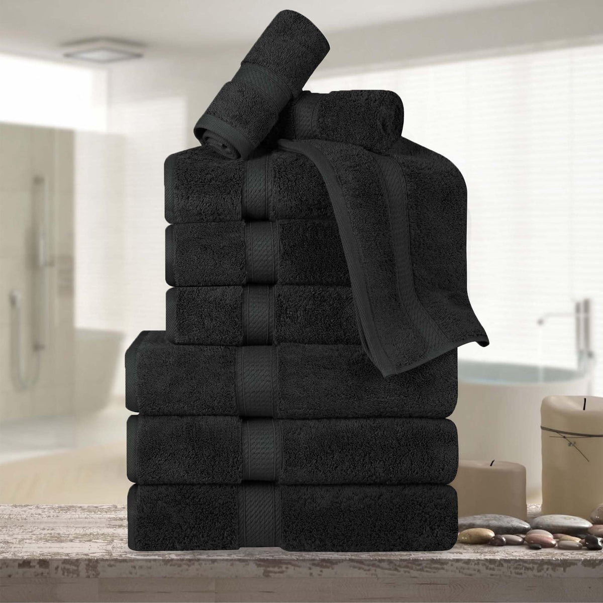 SUPERIOR Egyptian Cotton Plush & Absorbent, Hand Towel Set of 4, Cream
