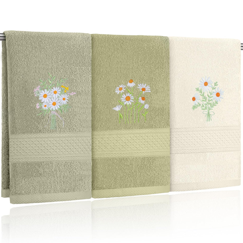 Tingjoo 3 Pcs Eucalyptus Leaves Hand Towels Farmhouse Fingertip Bath Towels