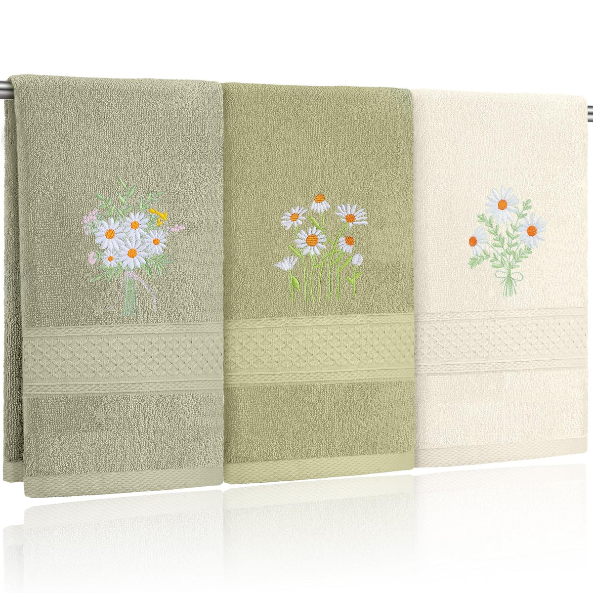 Tingjoo 3 Pcs Eucalyptus Leaves Hand Towels Farmhouse Fingertip Bath Towels