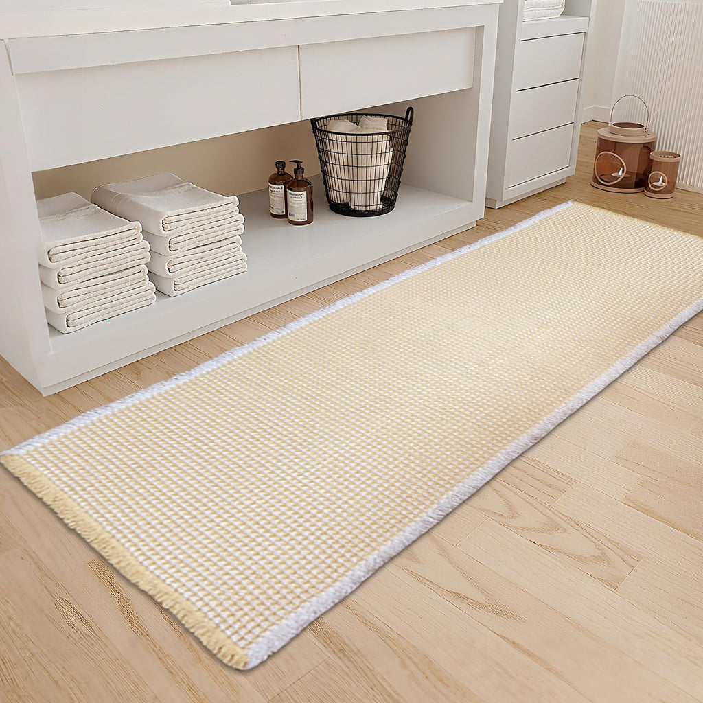ZALL Waffle Bath Mat Boho Bathroom Mat Ultra Absorbent Non Slip 18x30 Tan