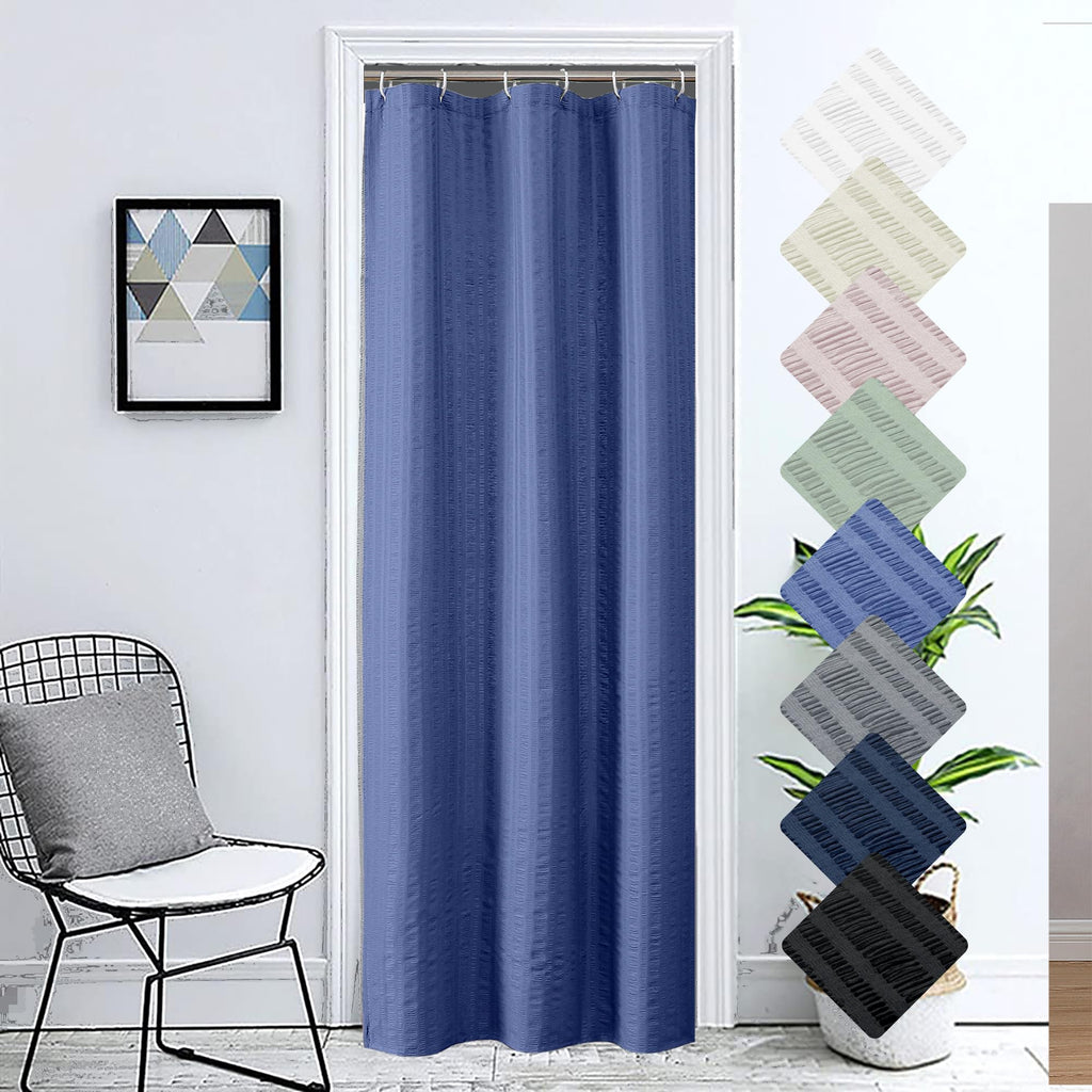 Aiyufeng Moga Navy Blue Fabric Shower Curtains for Bathroom - Blue Hotel Spa Polyester Cloth Bath Curtain with 12 Holes, 72x72, Machine Washable, Navy Blue