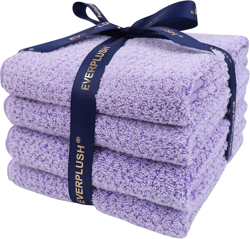 Everplush 4-Piece Premium Hand Towel Sets: Super-Soft, Highly Absorbent & Quick Drying Bathroom Towels – Versatile for Hotel, Bathroom, Shower, Spa, 16x30 Inches (Lavender, 16" x 30")