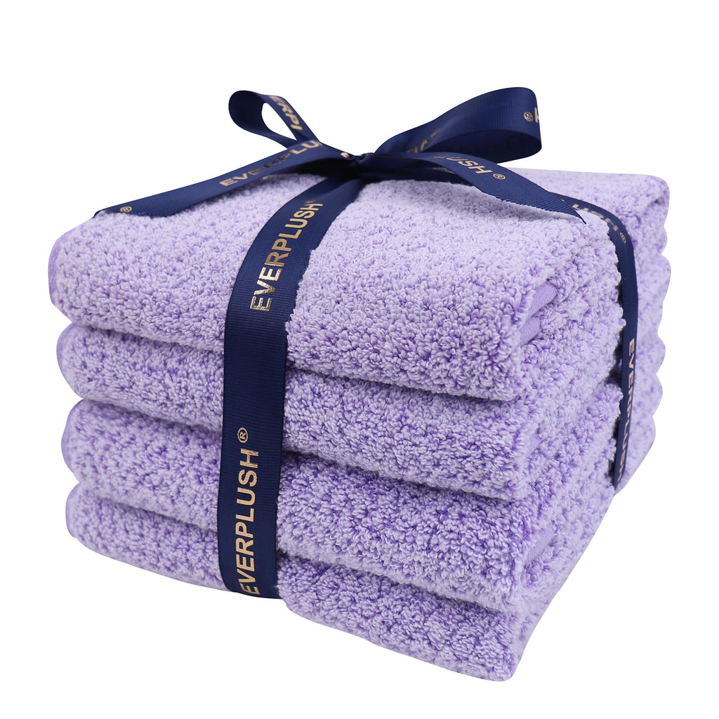 Everplush 4-Piece Premium Hand Towel Sets: Super-Soft, Highly Absorbent & Quick Drying Bathroom Towels – Versatile for Hotel, Bathroom, Shower, Spa, 16x30 Inches (Lavender, 16" x 30")