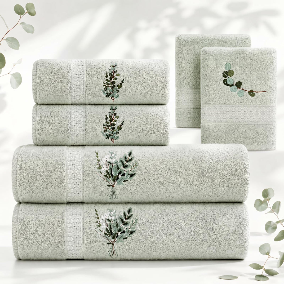 Peryiter 6 Pack Bath Towels Set, Coffee Color, Leopard