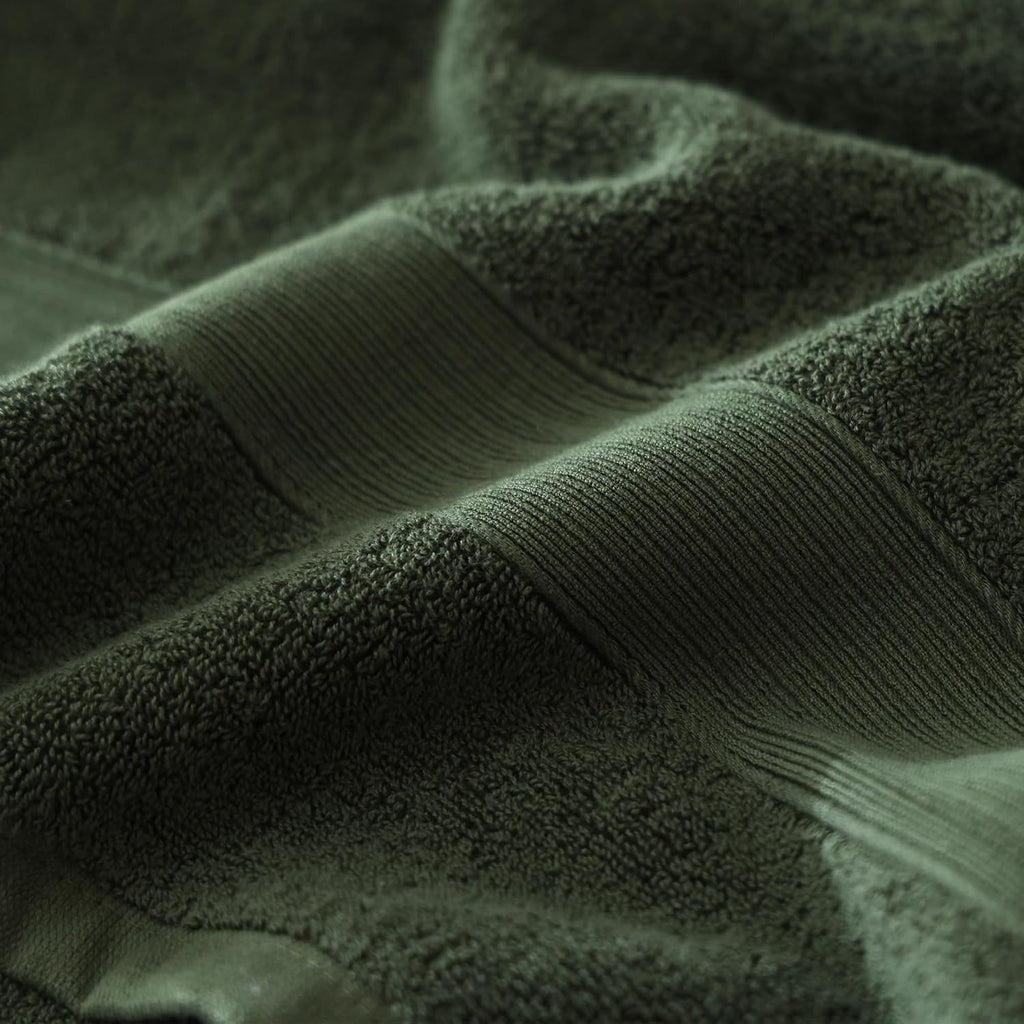 27x55 Bath Towels Set 100 Percent Cotton 650GSM Luxury Super Soft Absorbent Bathroom Towels (Olive Green, Pack of 6)
