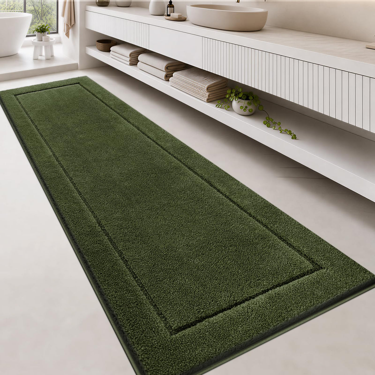 anllugs Bathroom Rugs, Non-Slip Bath Runner Rugs, 30" x 84", Beige