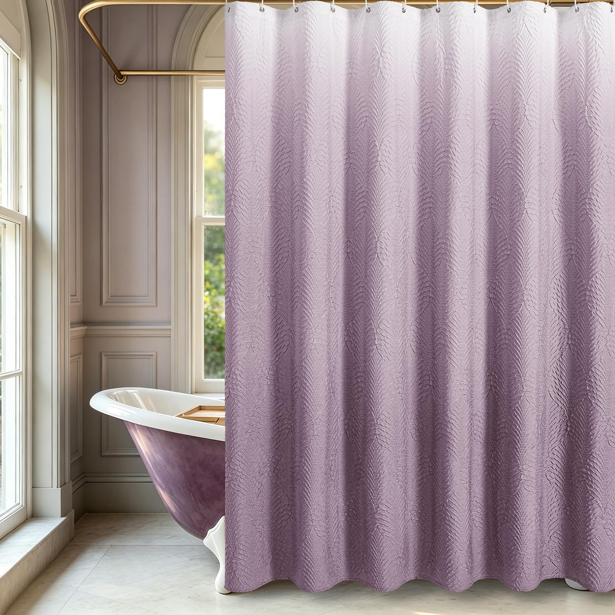 Gibelle Fog Blue Shower Curtain for Bathroom, Farmhouse Bath Curtain 72x72