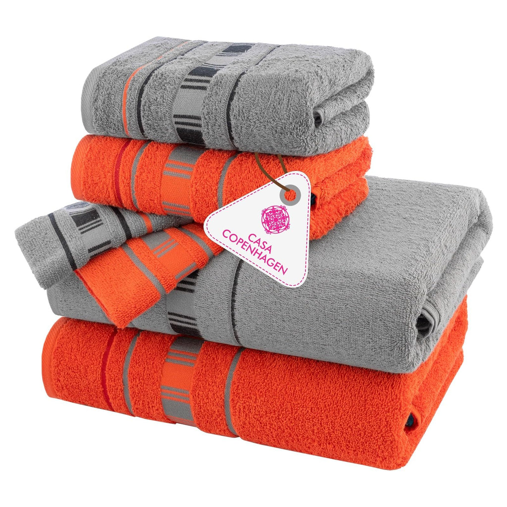 CASA COPENHAGEN 6pcs Bathroom Towel Gift Set, 600GSM, Dark Black
