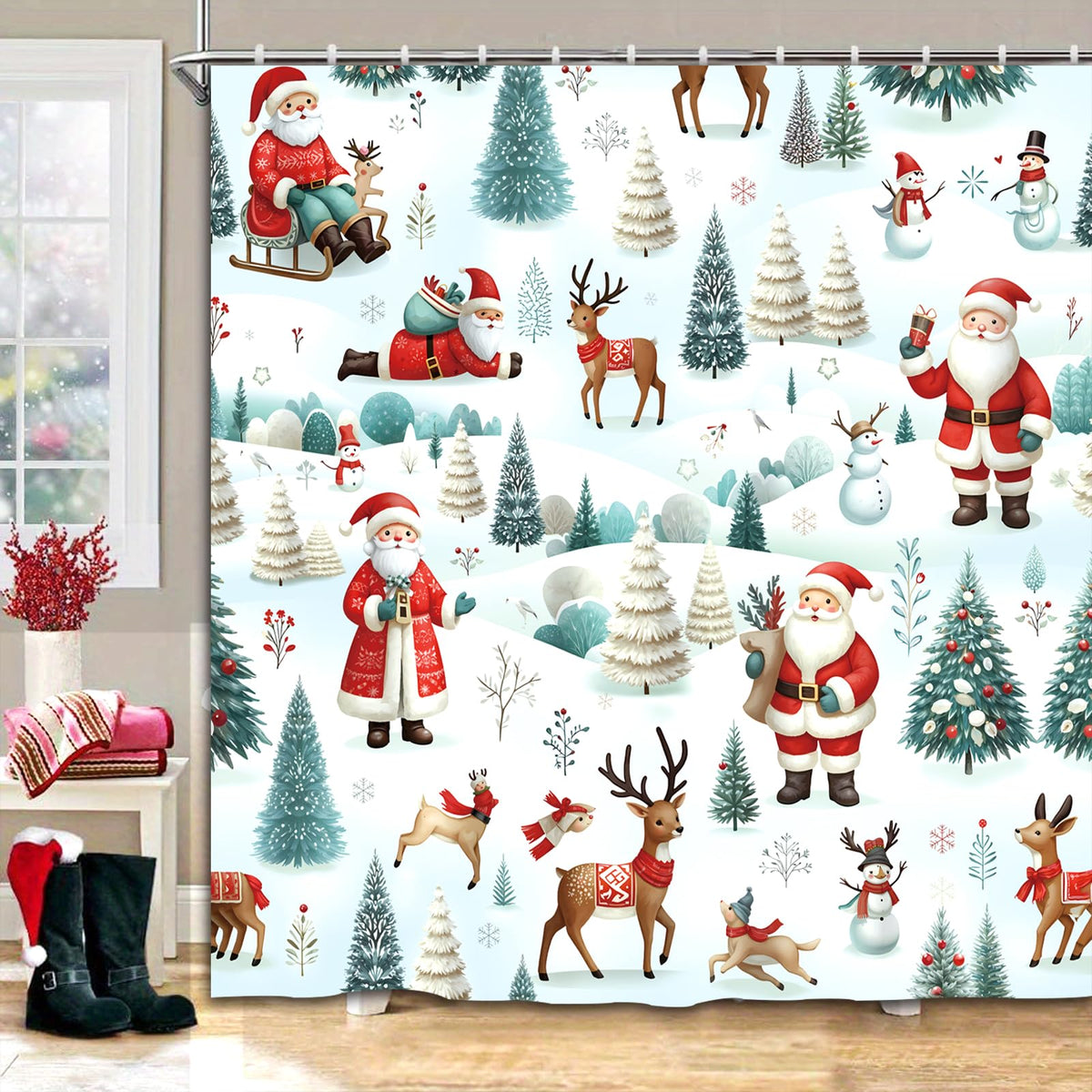 Halloween Shower Curtain Spooky Bathroom Cute Funny Shower Curtains Ghost Shower Curtain 72x72 Inch Waterproof Polyester Insulated Home Decor Set Halloween Bathroom Decor
