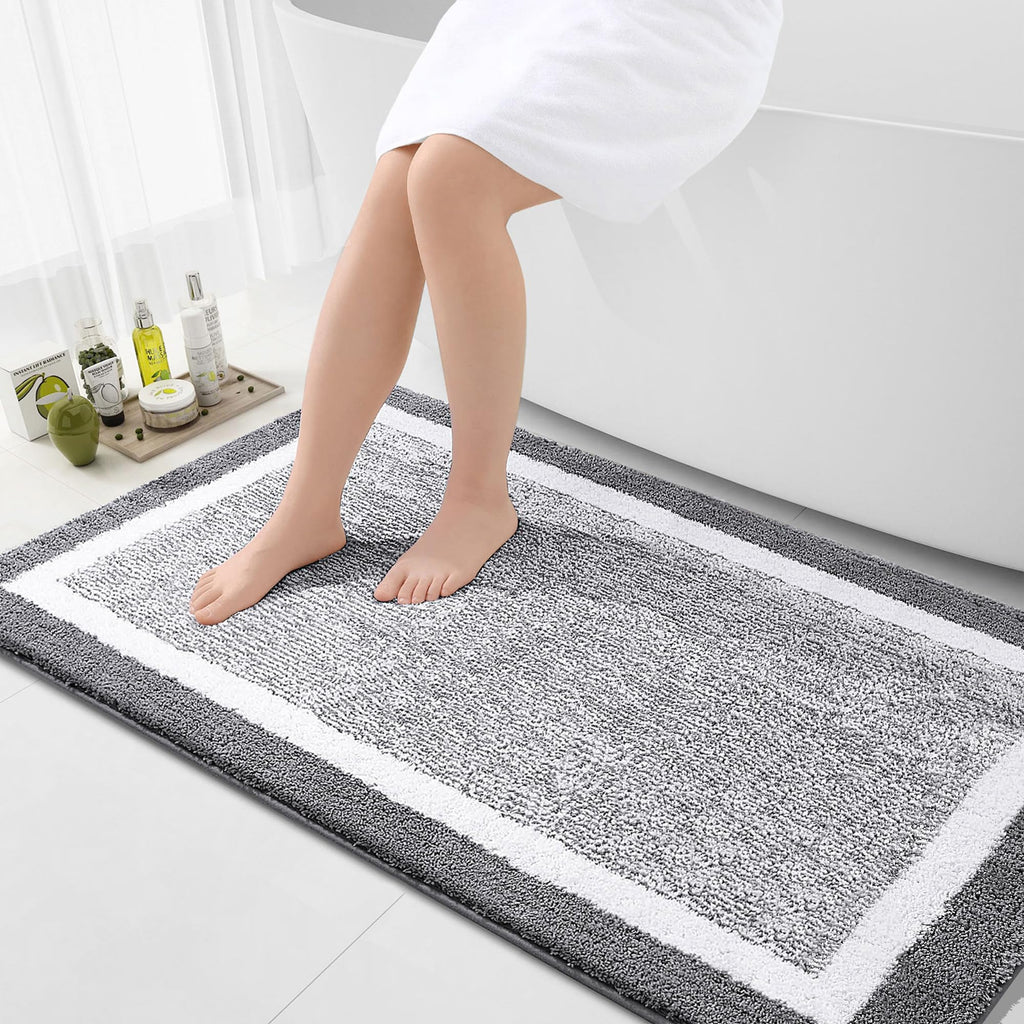 OLANLY Bathroom Rugs 36x24, Soft Absorbent Microfiber Bath Rugs, Grey