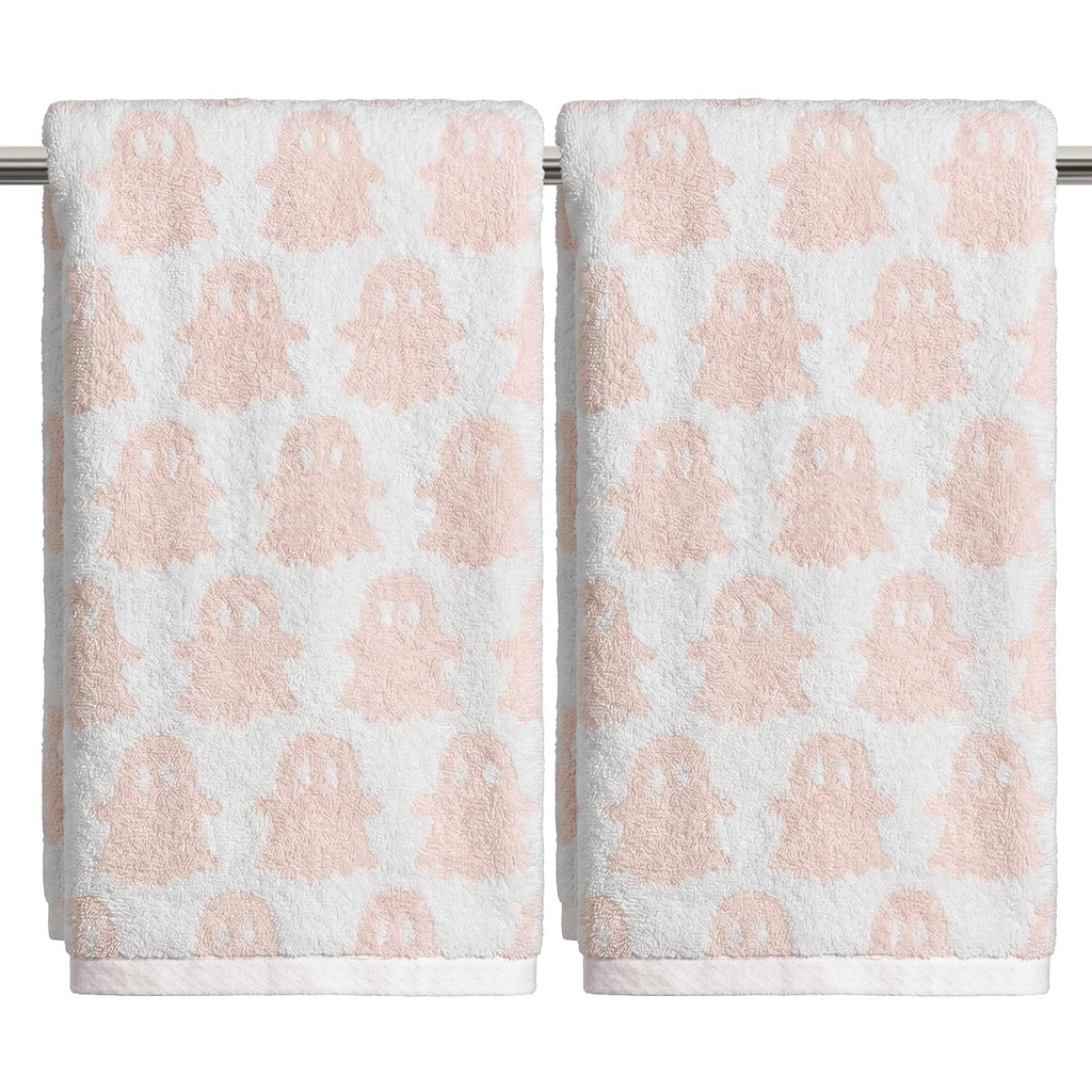 Artoid Mode 2 Pcs Pink Ghost Halloween Hand Towels for Bathroom