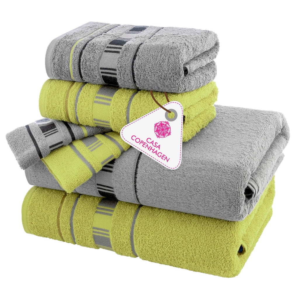CASA COPENHAGEN 6pcs Bathroom Towel Gift Set, 600GSM, Dark Black