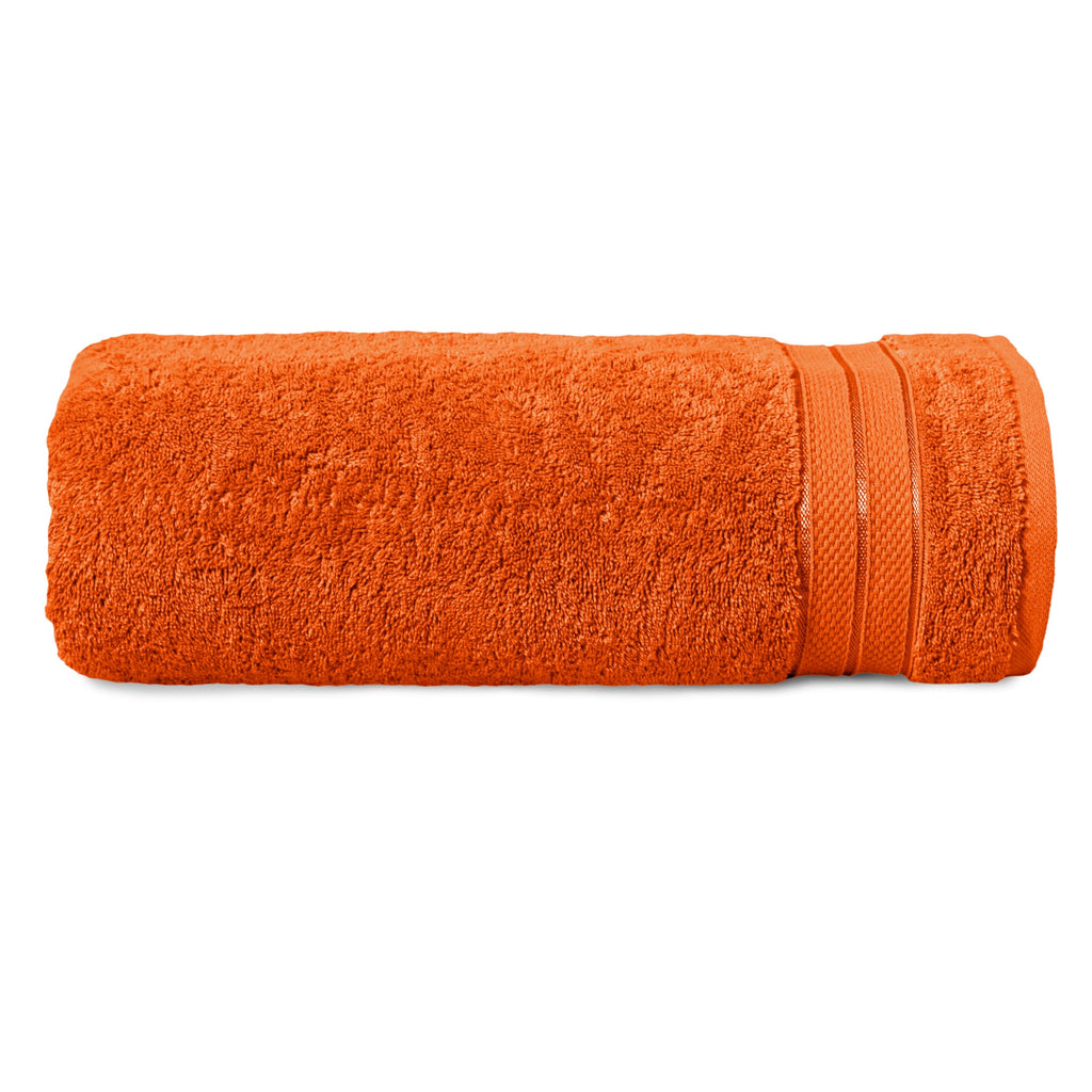 Elegant Comfort Luxury 6-Piece Towel Set, Premium Soft 100% Turkish Cotton, Three Line Popcorn Design 2 Bath Towels, 2 Hand Towels and 2 Washcloths Towel Set-Quick-Drying and Absorbent, Vibrant Orange