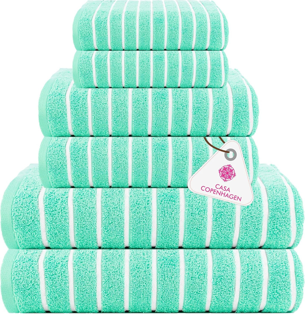 CASA COPENHAGEN 6pcs Bathroom Towel Gift Set, 600GSM, Dark Black