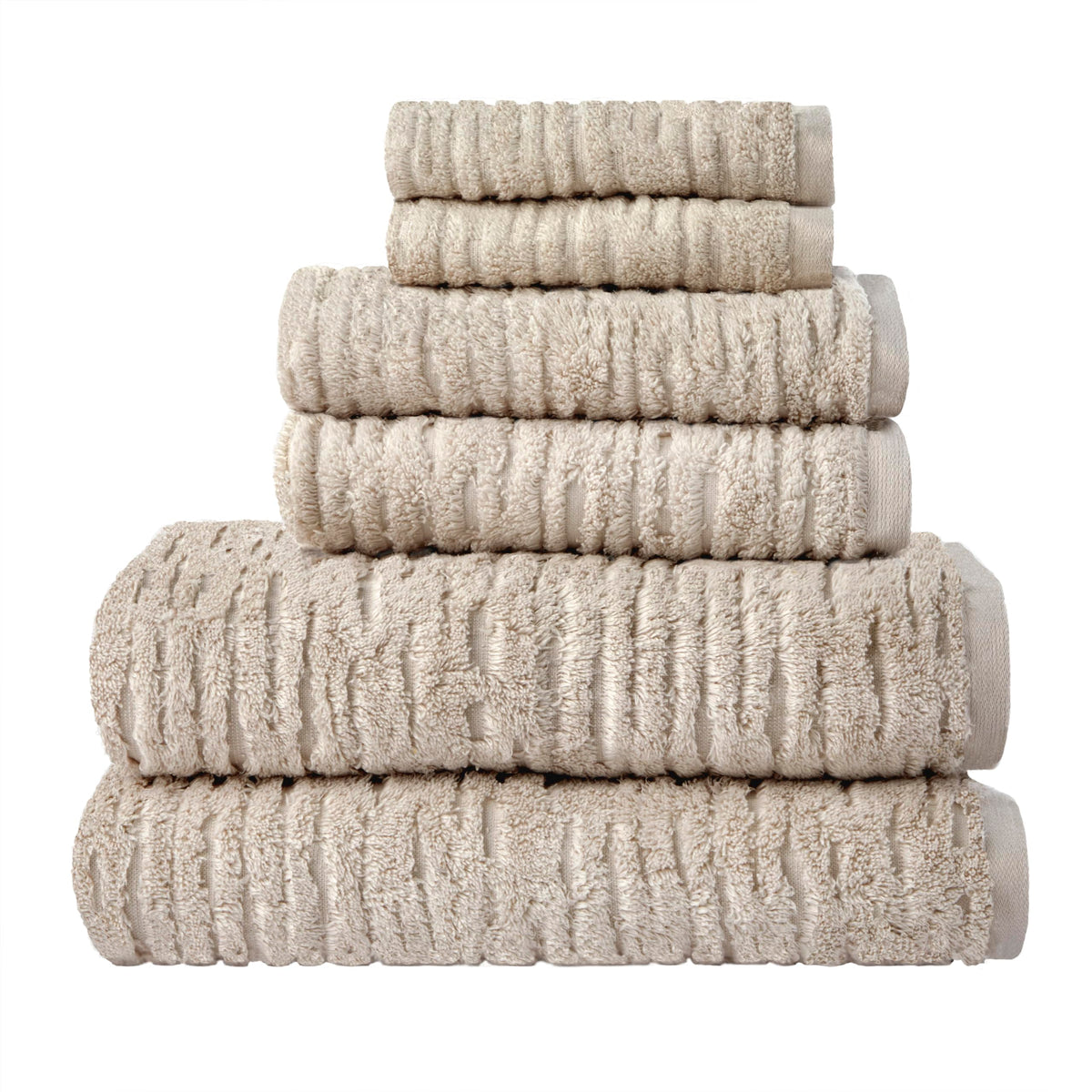 SKL Home CloudSoft Bath Towel Set, 6-Piece, 100% Cotton Luxury, Oatmeal