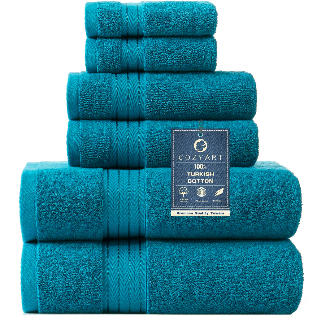 COZYART Luxury Bath Towel Set 6 Pcs, Burnt Orange 100% Turkish Cotton