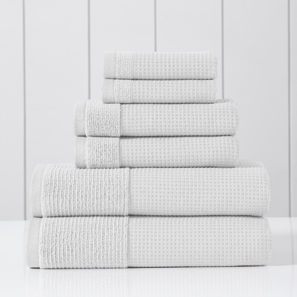 Modern Threads Waffle-Rib 6-Piece Towel Set – Premium Cotton Bath Towels, Ultra-Absorbent & Soft, Elegant Waffle Texture for Bathroom & Spa, Air