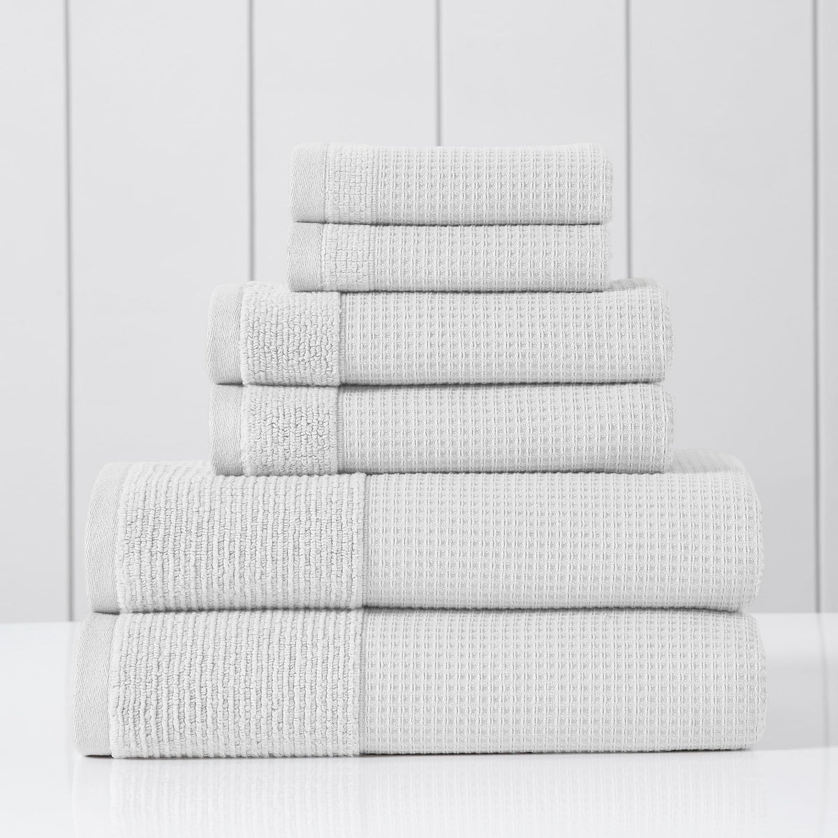 Modern Threads Waffle-Rib 6-Piece Towel Set – Premium Cotton Bath Towels, Ultra-Absorbent & Soft, Elegant Waffle Texture for Bathroom & Spa, Air