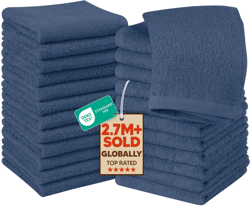 Utopia Towels 24 Pack Washcloths, 12x12 in, 100% Cotton, White