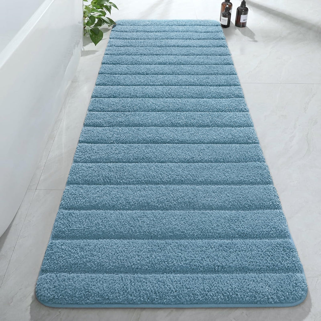 AROGAN Luxury Long Bathroom Runner Rugs 24x60 Inch Bath Rug Non Slip, Black