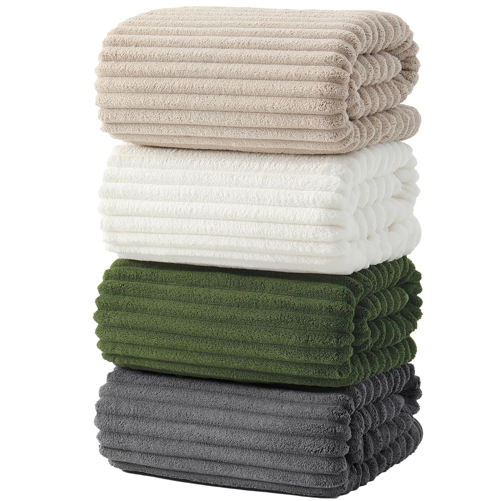 6 PC Bath Towel Set, 40"x80" Oversized Bath Sheets, Olive Green