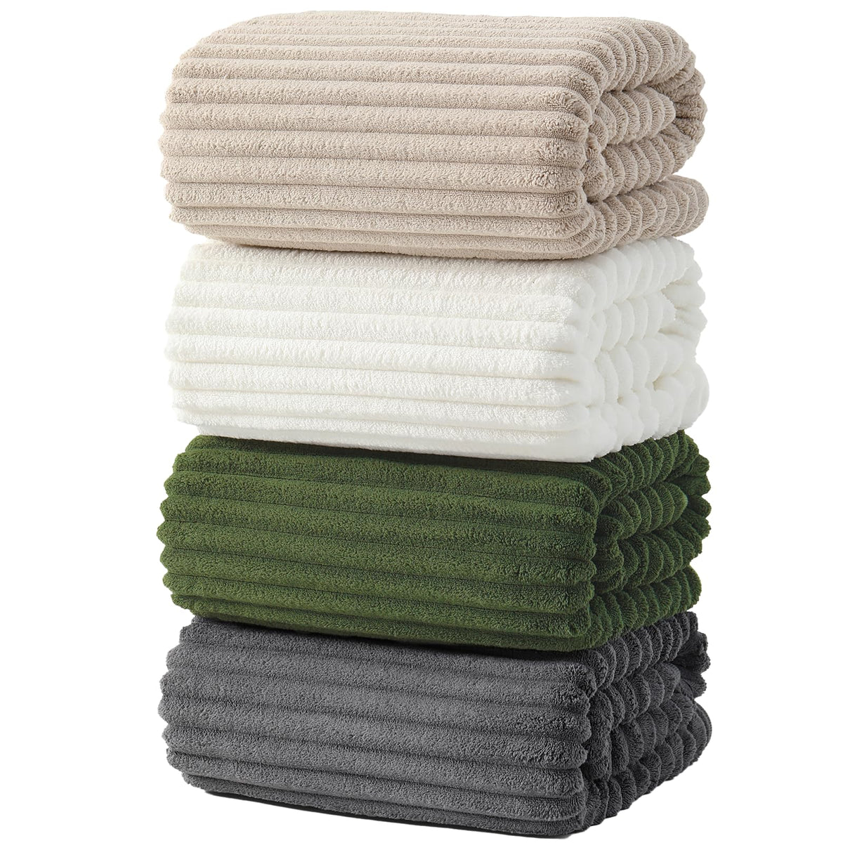 6 PC Bath Towel Set, 40"x80" Oversized Bath Sheets, Olive Green