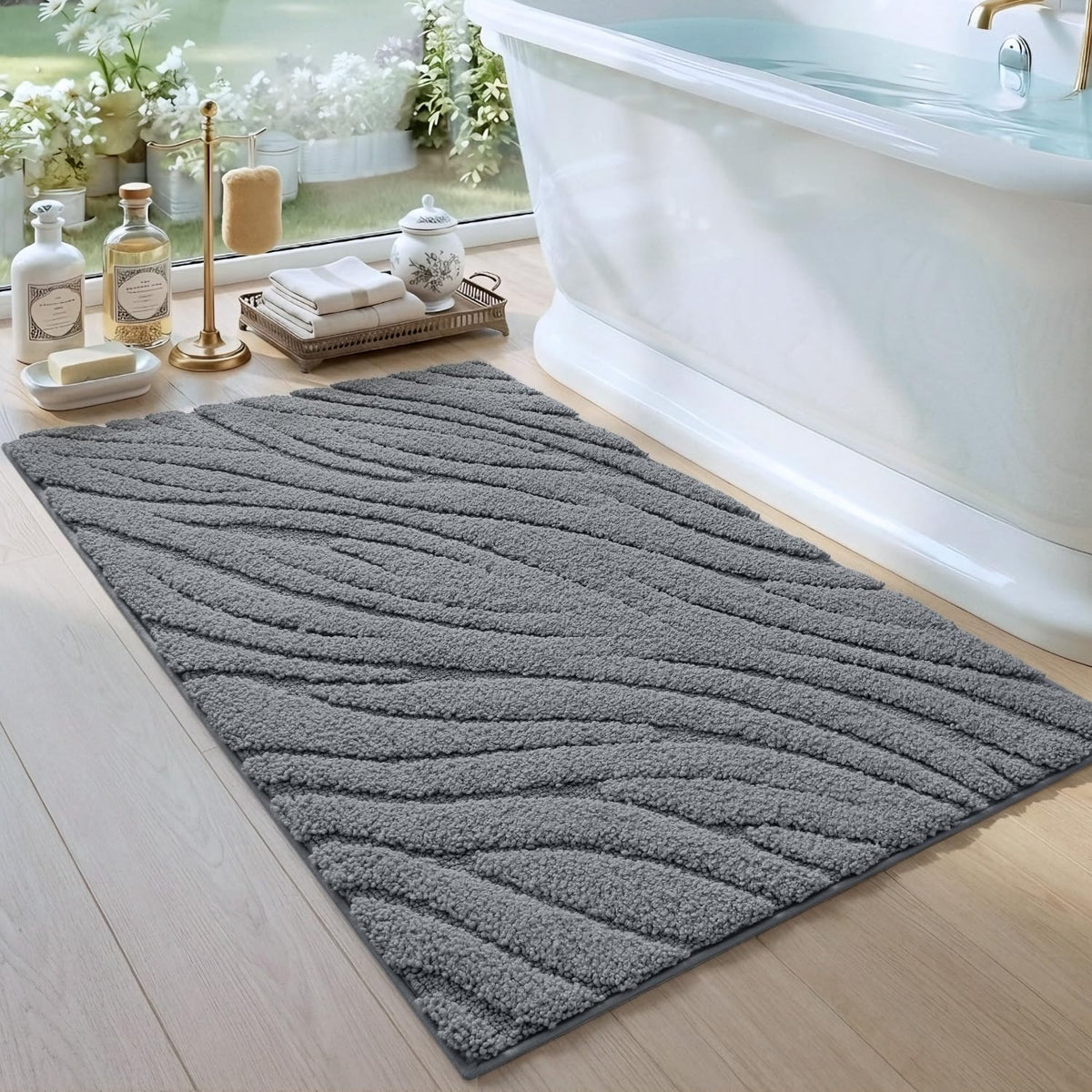 DEXI Bathroom Rugs Non Slip Washable, 36x24 Quick Dry Bath Mat, White