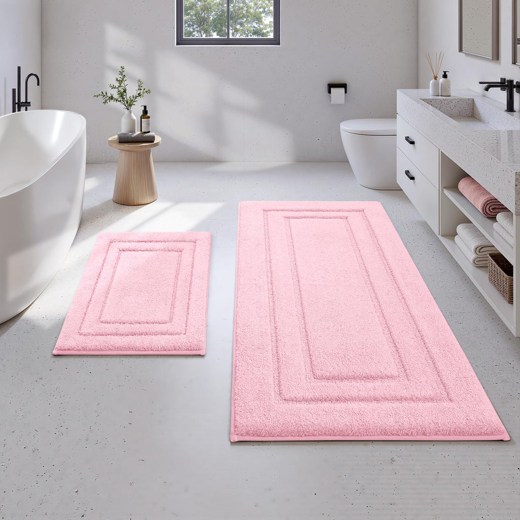 HOMEIDEAS Bathroom Rugs Sets 2 Piece, Super Soft and Absorbent Non Slip Microfiber Machine Washable Bath Mat Set (20" x 32" + 16" x 24", Brown)