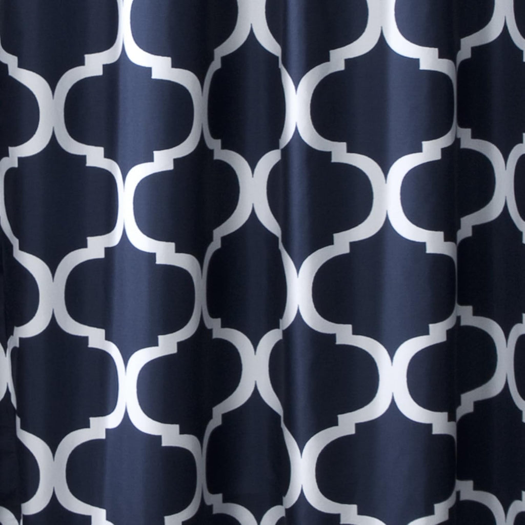 Lush Decor Geo Shower Curtain Single 72"W x 72"L Navy - Trellis Shower Curtains for Bathroom - Navy Bathroom Curtain