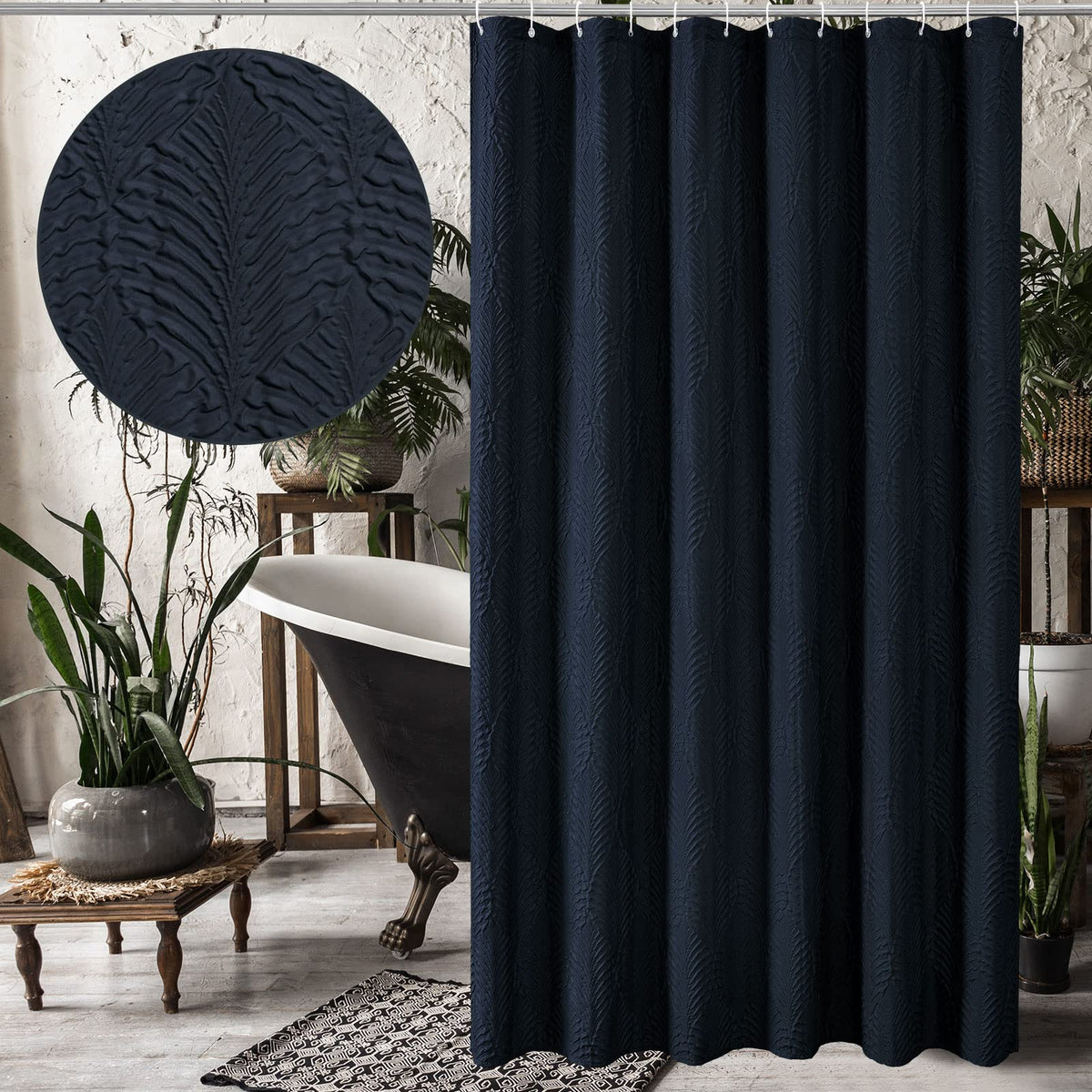 Gibelle Fog Blue Shower Curtain for Bathroom, Farmhouse Bath Curtain 72x72