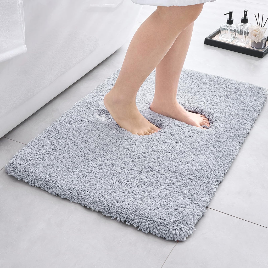 Microfiber Bathroom Rugs 24x17 Absorbent Soft Non Slip, Blue