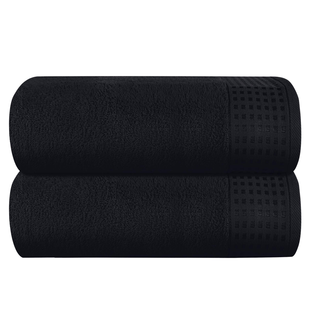 GLAMBURG 100% Cotton 2 Pack Oversized Bath Towel Set 28x55 Inches, Ultra Soft Highly Absorbant Compact Quickdry & Lightweight Large Bath Towels, Ideal for Gym Travel Camp Pool - Black