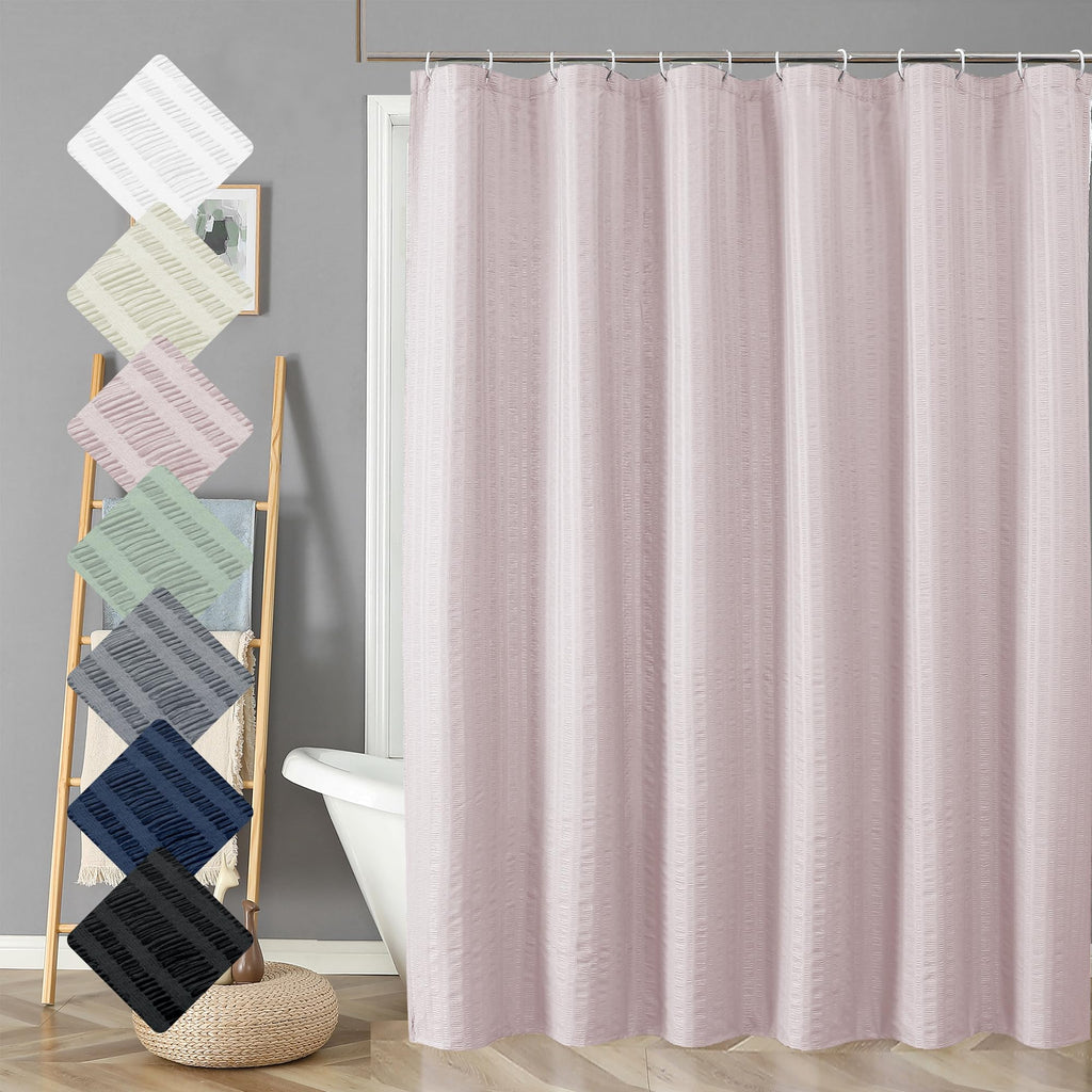 Aiyufeng Moga Navy Blue Fabric Shower Curtains for Bathroom - Blue Hotel Spa Polyester Cloth Bath Curtain with 12 Holes, 72x72, Machine Washable, Navy Blue