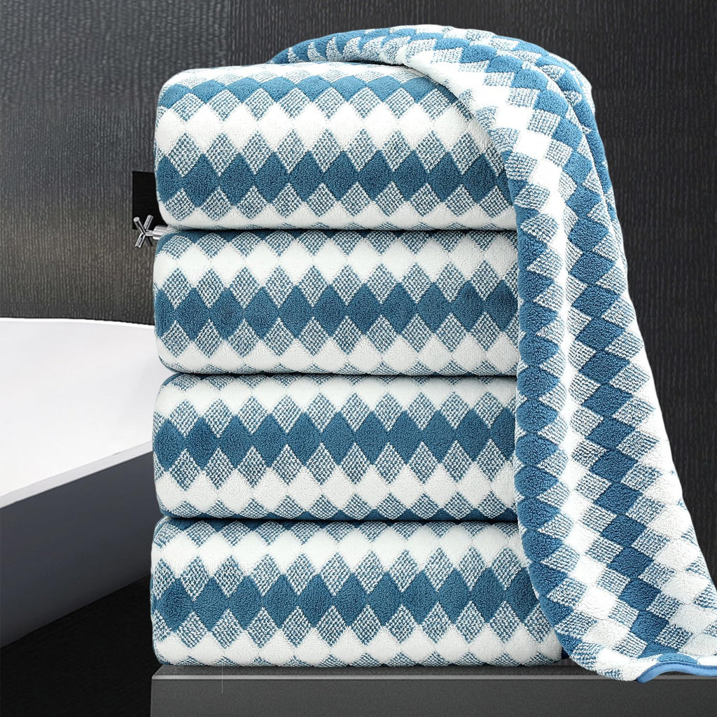 8 Piece Bathroom Towel Set Black White|2 Oversized Large Bath Towels Sheet,2 Hand Towels,4 Washcloths| 600GSM Soft Towel Set for Bathroom Hotel,Highly Absorbent Quick Dry Bath Towel Collections