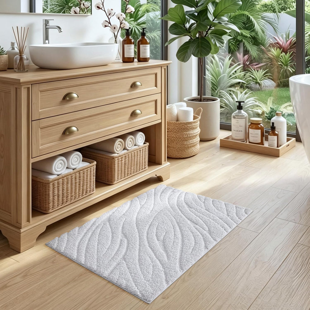 DEXI Bathroom Rugs Non Slip Washable, 36x24 Quick Dry Bath Mat, White