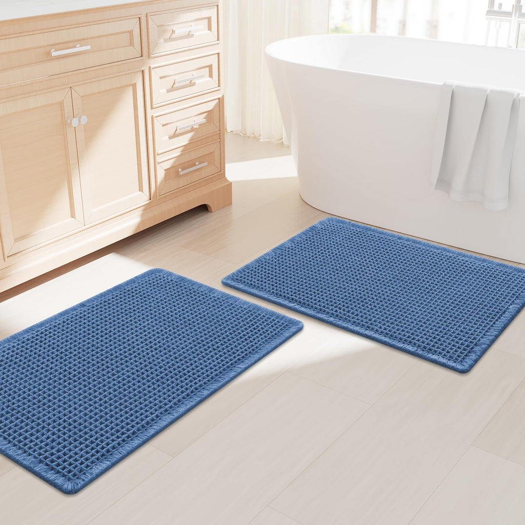 Smiry Waffle Bathroom Rugs Sets 2 Piece (30x20+24x16, Brown)