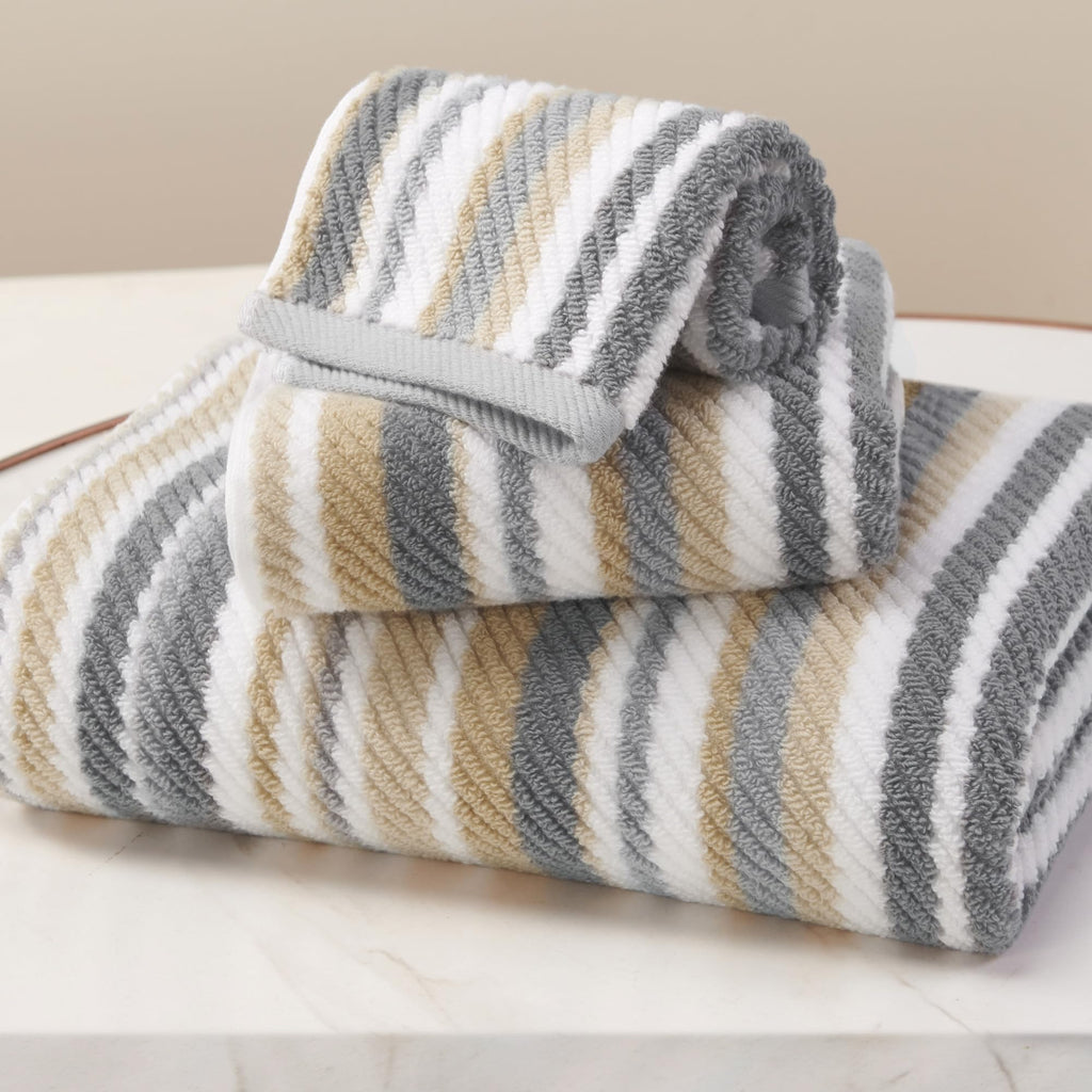 VOOVA & MOVAS Hand Towels, Cotton, Soft, Thick, 16x27 in, Tan Gray Beige