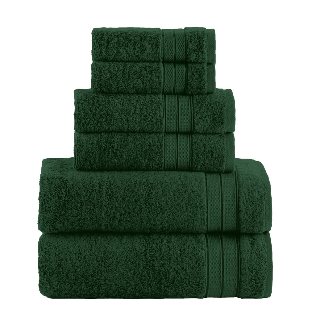 Elegant Comfort Luxury 6-Piece Towel Set, Premium Soft 100% Turkish Cotton, Three Line Popcorn Design 2 Bath Towels, 2 Hand Towels and 2 Washcloths Towel Set-Quick-Drying and Absorbent, Vibrant Orange