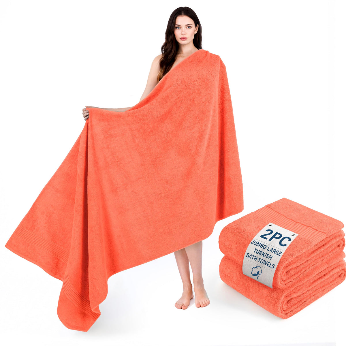 Cotton Paradise 100% Cotton Turkish Towel Set, Soft Absorbent Quick Dry, 6 Piece Towel Set, Navy Blue
