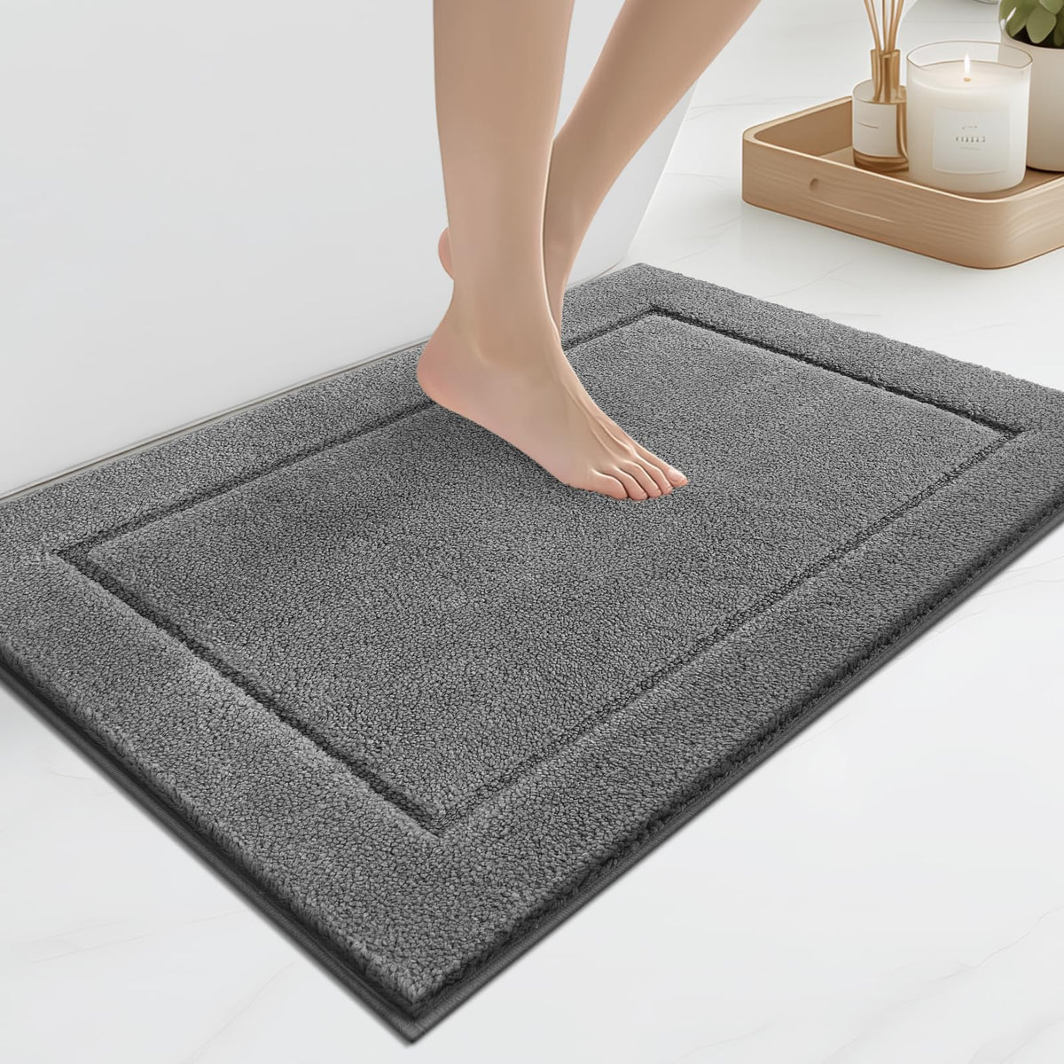 anllugs Bathroom Rugs, Non-Slip Bath Runner Rugs, 30" x 84", Beige