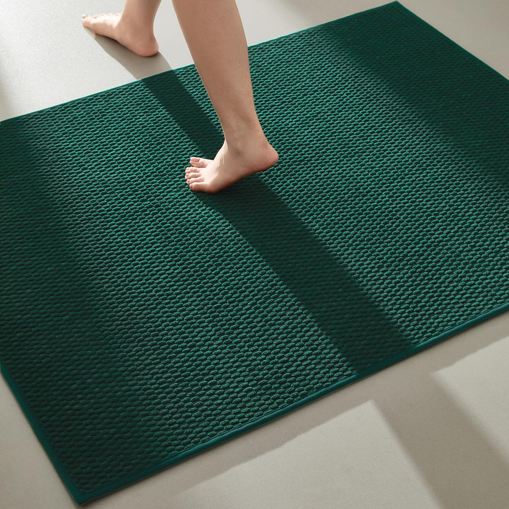 TYUU Bathroom Rugs Non Slip Washable, Super Absorbent Thin Bath Mat Small Quick Dry Low Pile Bathroom Rug, Dark Grey 16"x24"