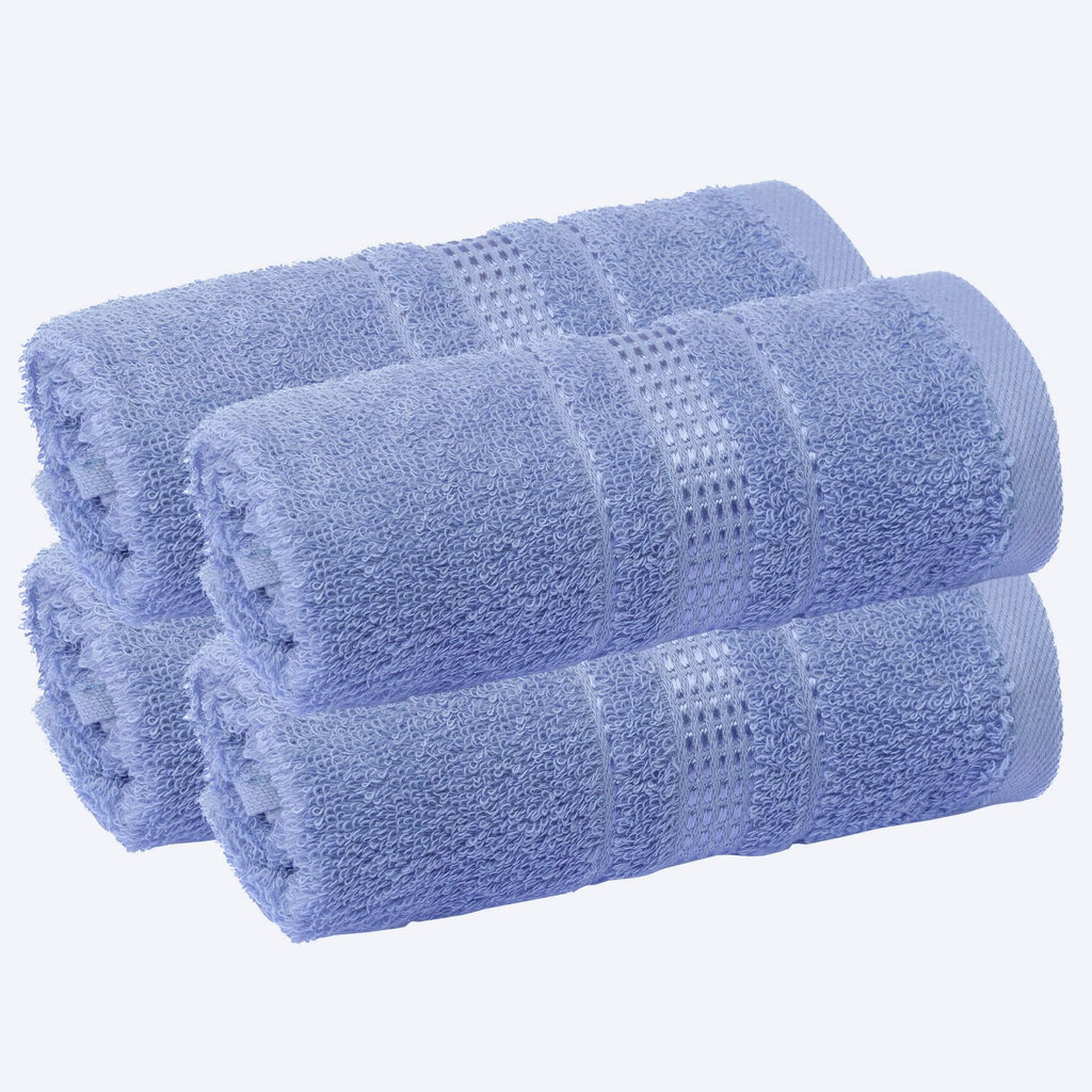 Melissa Linen Fingertip Towels 4 Pack, Aqua Green (Light Teal/Seafoam), 100% Turkish Cotton, Small Hand Towels for Face and Guest Bathroom, 12 x 18 in, Soft, Absorbent, Quick Dry, 550 GSM