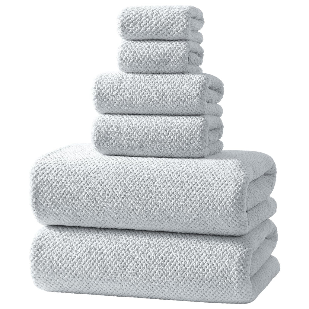 REDKISS 6-Piece Bath Towel Set - 2 Washcloths, 2 Hand Towels, 2 Bath Towels | Ultra-Fiber Coral Fleece, Super Absorbent, No Lint & No Fading | Perfect for Bathroom, Spa, Gym | Family -Olive Green