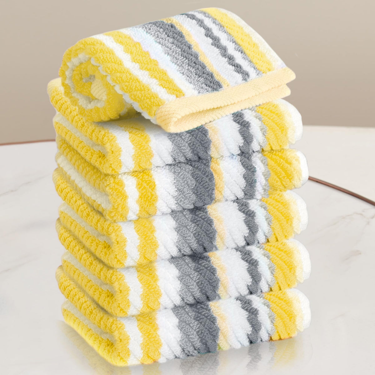 VOOVA & MOVAS Hand Towels, Cotton, Soft, Thick, 16x27 in, Tan Gray Beige